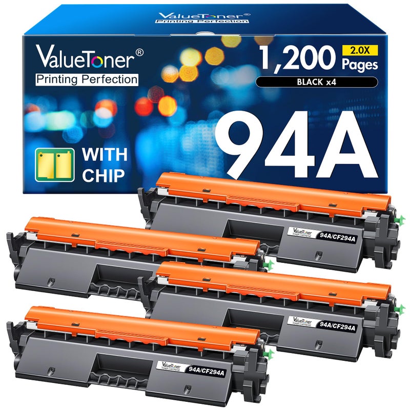 Valuetoner Compatible Toner Cartridge Replacement for HP 94A Toner Cartridge Black CF294A to use with Laserjet Pro MFP M148dw, M148fdw, M118dw, M149fdw, Laserjet M148, M118, M149(Black, 4 Pack) - Image 1